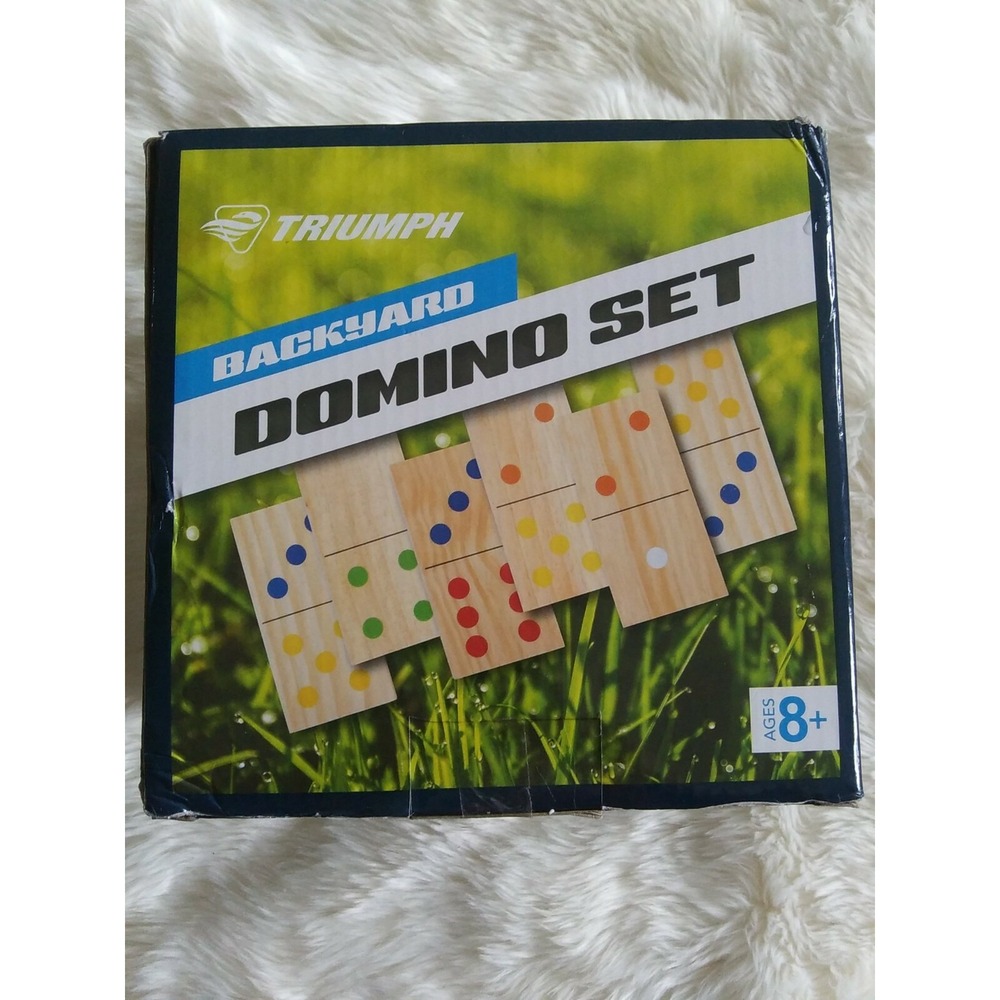 TRIUMPH BACKYARD WOOD DOMINO SET WITH STORAGE CARRY BAG